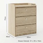 HUGO 3 Drawer Chest-Oak - Image 3