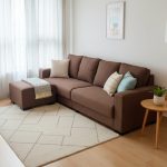 KIYOMI 4 Seater L Shaped Sofa-Brown