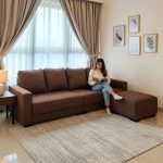 KIYOMI 4 Seater L Shaped Sofa-Brown - Image 2