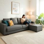 KIYOMI 4 Seater L Shaped Sofa-Grey