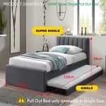 LEWIS Super Single Size Pull Out Bed Frame-Grey - Image 2