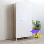 CHELSEA 3 Door Wardrobe-Oak+White - Image 5
