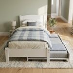 THOMAS Solid Wood Single Size Bed Frame With Pull Out-White - Image 2