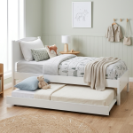 THOMAS Solid Wood Single Size Bed Frame With Pull Out-White - Image 3