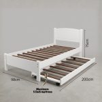 THOMAS Solid Wood Single Size Bed Frame With Pull Out-White - Image 8
