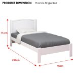 THOMAS Solid Wood Single Size Bed Frame With Pull Out-White - Image 4