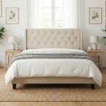 CARINA King Wing Back Divan Bed Frame-Beige