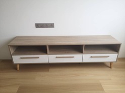 MALIX 6 Feet 3 Drawers TV Cabinet-Oak photo review