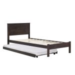 BRANDI Solid Wood Single Size Pull Out Bed Frame-Chestnut - Image 2