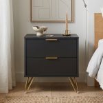 VELARIE 2 Drawers Side Table-Dark Grey