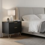 VELARIE 2 Drawers Side Table-Dark Grey - Image 2