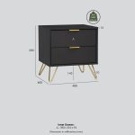 VELARIE 2 Drawers Side Table-Dark Grey - Image 11