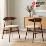 [Set of 2] TELYN PU Seat Dining Chair-Cream