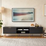 VELARIE 6 Feet TV Cabinet With Gold Chrome Legs-Dark Grey