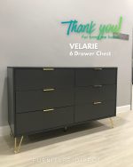 VELARIE 6 Drawers Chest Sideboard-Dark Grey - Image 9