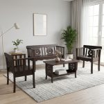 DACIA Solid Wood Sofa Set-Dark Chestnut