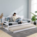 KEISHA Solid Wood Day Bed With Pull Out-White