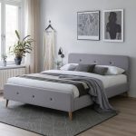PAYTON Queen Size Scandinavian Fabric Bed Frame-Grey - Image 2
