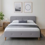 PAYTON Queen Size Scandinavian Fabric Bed Frame-Grey