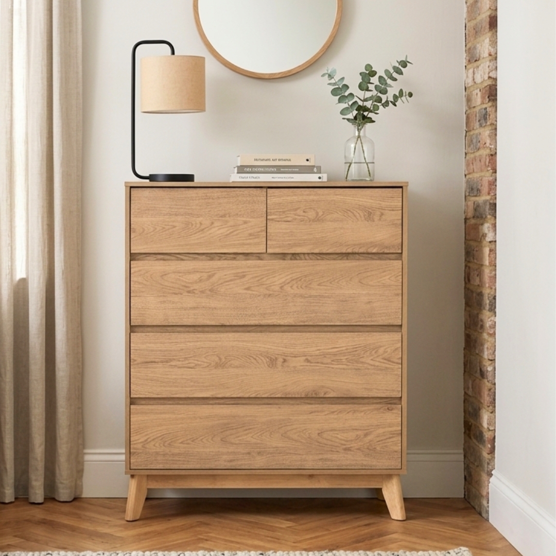 343042 HIRADO CHEST HIRANO 2 Over 3 Chest Drawer-Oak - Image 1