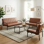 MANCHESTER Metal Frame Sofa Set-Brown