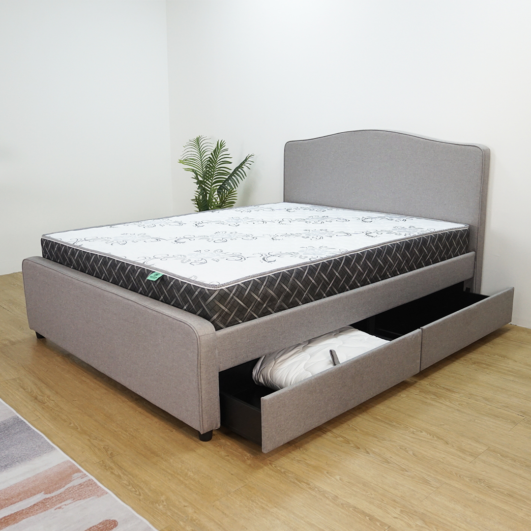 SERENA Queen Size Drawer Storage Bed Frame Grey
