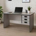 ECO 120CM 3 Drawers Writing Desk With Key Lock-Grey - Image 7