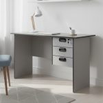 ECO 120CM 3 Drawers Writing Desk With Key Lock-Grey - Image 6