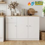 MARTINA 3 Door 1 Drawer Melamine Top Kitchen Cabinet-Beech