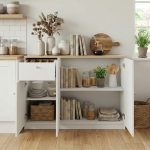 MARTINA 3 Door 1 Drawer Melamine Top Kitchen Cabinet-Beech - Image 4