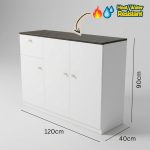 MARTINA 3 Door 1 Drawer Melamine Top Kitchen Cabinet-Beech - Image 10