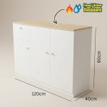 MARTINA 3 Door 1 Drawer Melamine Top Kitchen Cabinet-Beech - Image 11