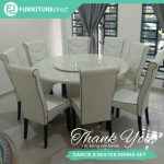 DARCIE Artificial Travertine 8 Seater Round Dining Set - Image 2