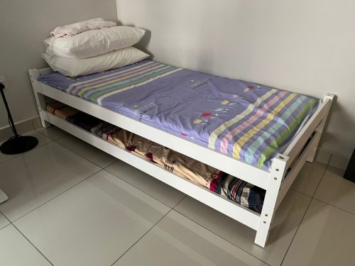UTAH Stackable Single Size Wooden Bed Frame-White photo review