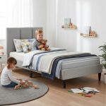 ANYA Single Size Bed Frame-Light Grey - Image 2