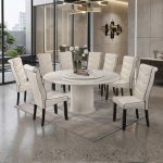 DARCIE Artificial Travertine 8 Seater Round Dining Set