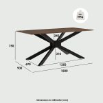 GERALD 180x90CM Solid Wood Dining Table-Cocoa - Image 11