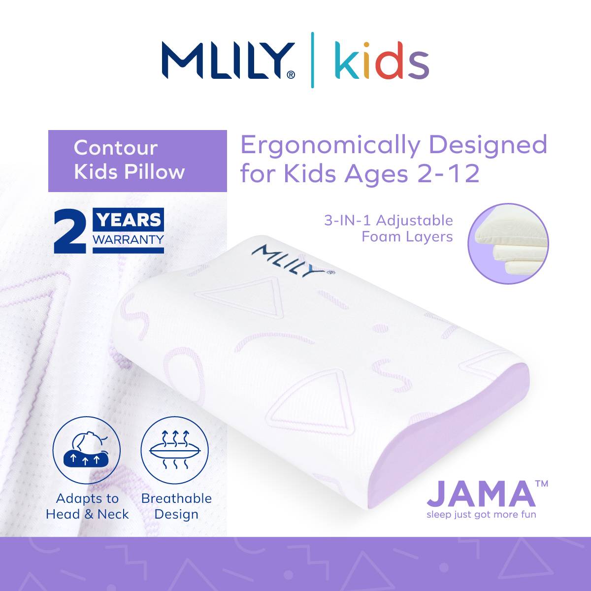MLILY JAMA Kids Adjustable Memory Foam Pillow FurnitureDirect .my