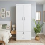 LIBERTY 2 Door 2 Drawer Wardrobe With Key Lock-Oak+White