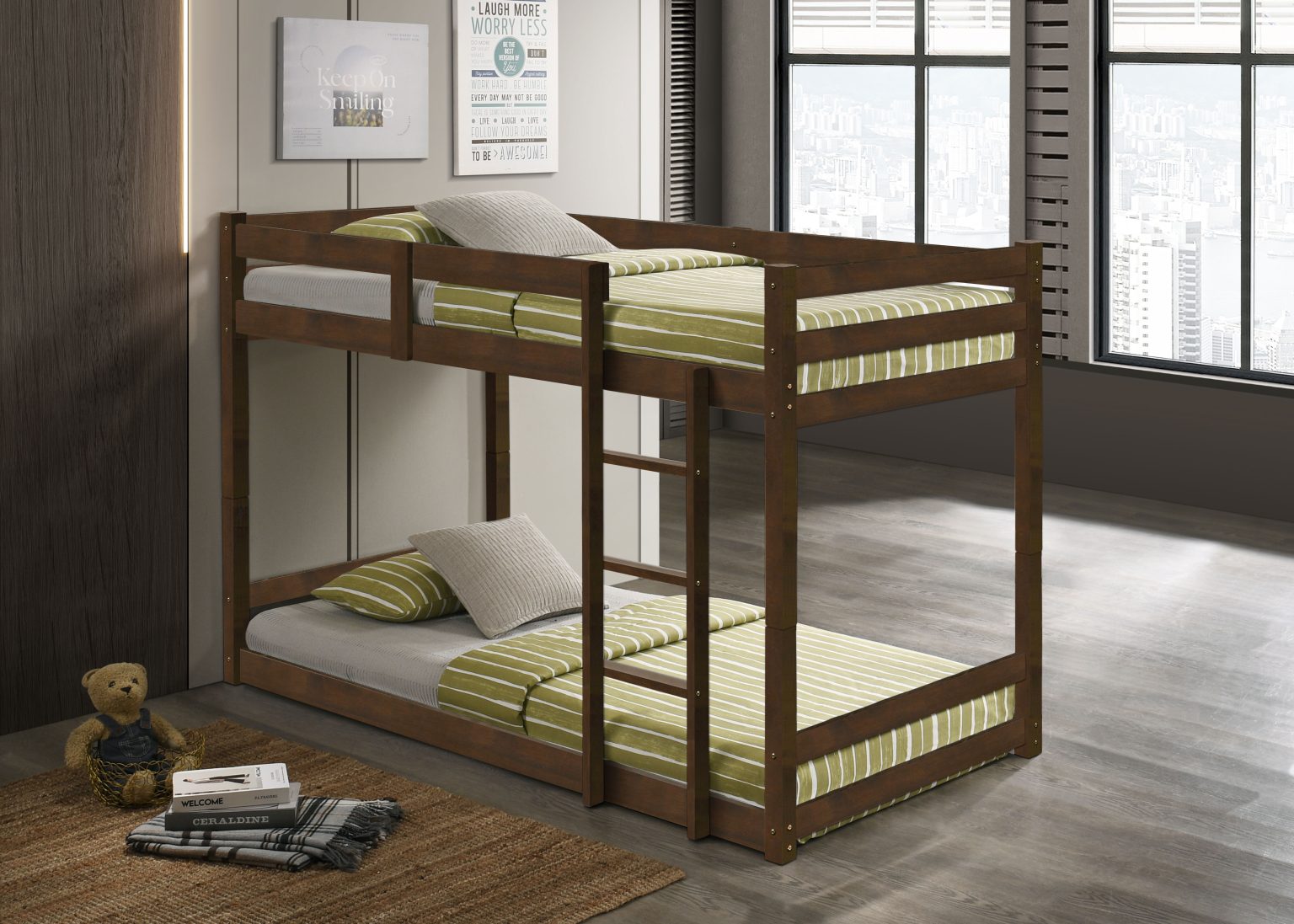 Twisty solid wood double decker bunk bed walnut furnituredirect my