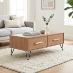 SIMON 120cm Coffee Table With 2 Drawers-Oak