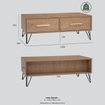SIMON 120cm Coffee Table With 2 Drawers-Oak - Image 8