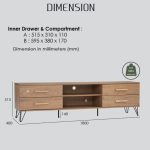 SIMON 6 Feet TV Cabinet-Oak - Image 3