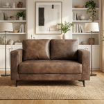 AUTUMN 2 Seater Synthetic Fabric Sofa-Dark Brown