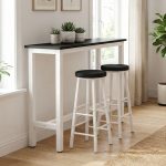 COREL 160cm 1+2 Bar Table Set-Black Top