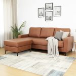 MIRZA L Shaped 3 Seater Sofa-Brown