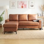 MIRZA L Shaped 3 Seater Sofa-Brown