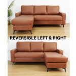 MIRZA L Shaped 3 Seater Sofa-Brown - Image 6