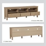 RHODES 180cm 3 Drawers TV Cabinet-Oak - Image 8