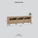 RHODES 180cm 3 Drawers TV Cabinet-Oak - Image 6